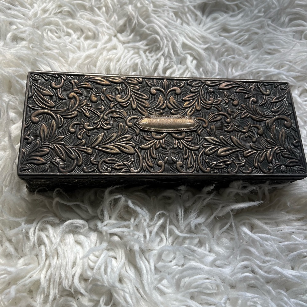 Vintage Godinger Silver Plated Lined Mirror Jewelry Box